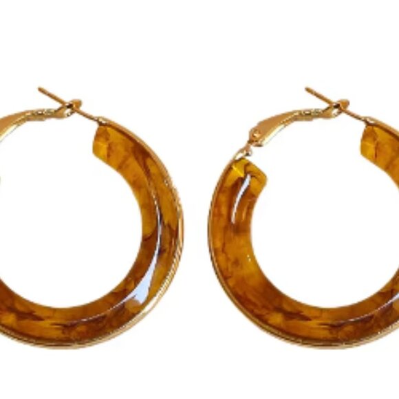Brown Big Hoop Earrings - Picture 2 of 3
